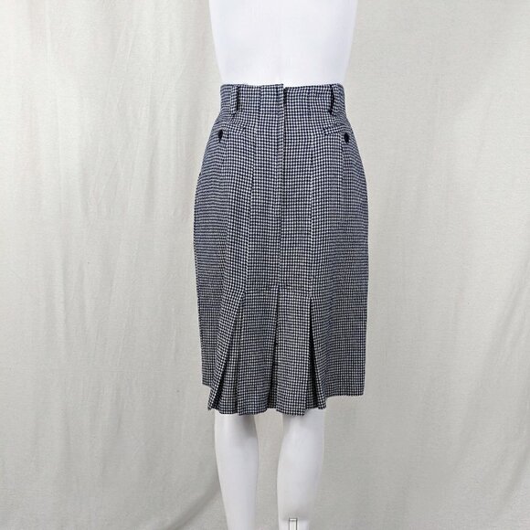 Vintage Houndstooth Pencil Skirt W/Pleated Back Size 8 - Picture 2 of 6